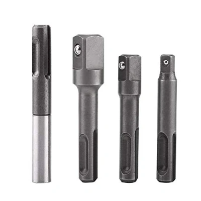 Afbeelding van Asixx Schroefbithouder, adapter voor SDS Plus, 1/4 inch schacht, zeskantdopsleutel en Plus aansluiting, vierkante verlengstang inch, 3/8 1/2 [4 stuks]
