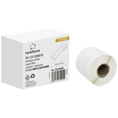 Afbeelding van Renkforce Rol met etiketten Compatibel vervangt DYMO 99019 190 x 54 mm Papier Wit 110 stuk(s) Permanent hechtend Universele RF 6027812