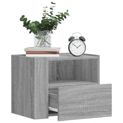 Afbeelding van Nachtkastje wandgemonteerd 45x30x35 cm grijs sonoma eikenkleur