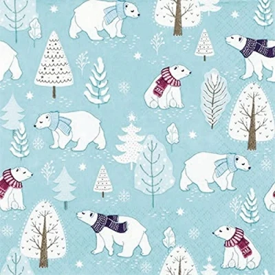 Afbeelding van 20 stuks schattige fleece servetten winter Kerstmis tafeldecoratie decoupage servettechniek 33 x cm