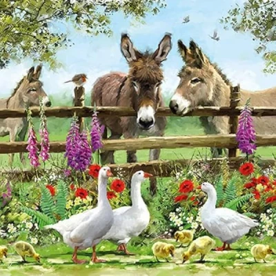 Afbeelding van Set van 20 servetten in dierenvorm voor lente en zomer, 33 x cm