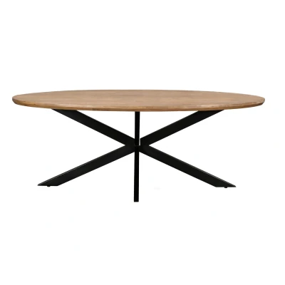 Afbeelding van Livingfurn Eetkamertafel Jesper Oval 240 cm Mangohout / Gecoat Staal