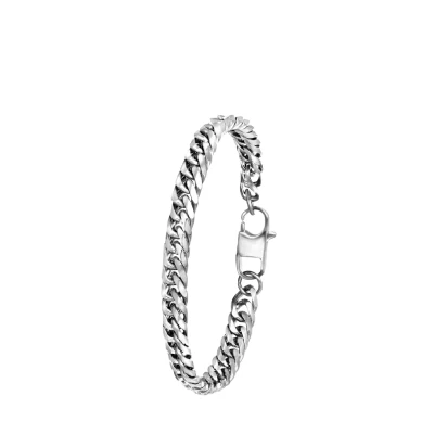 Afbeelding van Lucardi Heren Armband gourmet mat Staal Vaderdag Cadeau 19 cm Zilverkleurig