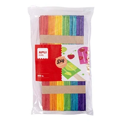 Afbeelding van Apli kids 17453, zak met 500 staven, 115 x 10 mm, verschillende kleuren