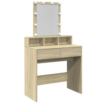 Afbeelding van vidaXL Kaptafel met LED 80x41x144,5 cm sonoma eikenkleurig
