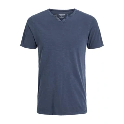 Image de JACK &amp; JONES T Shirt Chiné Col Fendu, Bleu Marine/Coupe Slim, XS XL