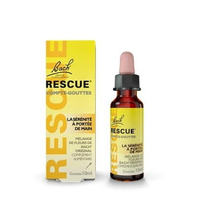 Afbeelding van RESCUE Druppelaar 10 ml, natuurlijk emotioneel welzijn, mix van 5 originele bachbloesems, ideaal voor dagelijkse stress: reizen, examens, rijbewijs, drukke dagen