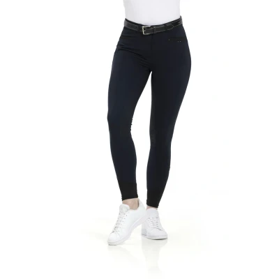 Image de EQUITHÈME Pantalon d&#039;Équitation Safir Silicone Fond de Peau Noir/Bleu 36