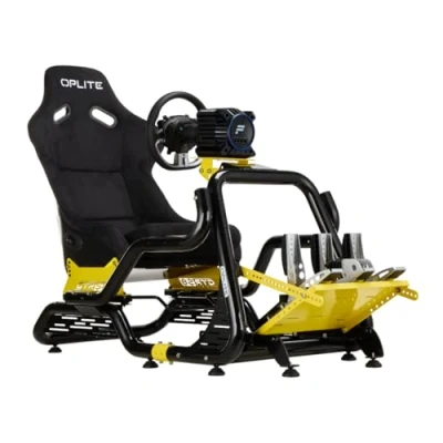 Afbeelding van OPLITE Cockpit GTR S8 Elite Force Yellow Professional voor Simracing en Flightsim Driving Racing Simulatie met zijdelingse versterkingsbuizen