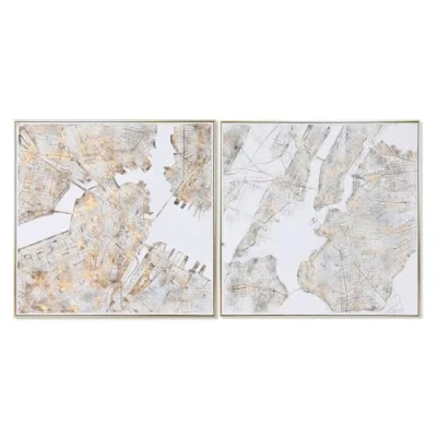 Afbeelding van Schilderij Home ESPRIT Stad Loft 102 x 4,5 cm (2 Stuks)