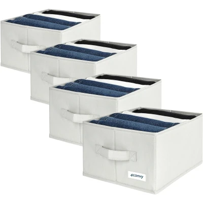 Afbeelding van Broekorganizer met extra sterke vakken, 4 eenheden versterkte en stijve jeans organizer grote opbergdoos voor kleding, jeansbroeken
