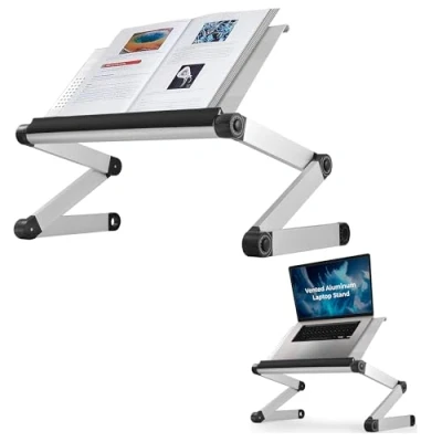 Afbeelding van Verstelbare boeken en laptopstandaard draagbare aluminium standaard voor schoolboeken, kookboeken, receptenboeken tablets