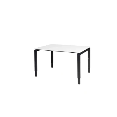 Afbeelding van Domino bureau, hoogte instelbaar (62 85cm) met 120x90cm &#039;zwevend&#039; krijtwit 25mm blad en zwart (RAL9005) N poot frame.