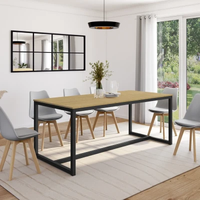 Afbeelding van Table à manger DETROIT 8 personnes design industriel 180 cm
