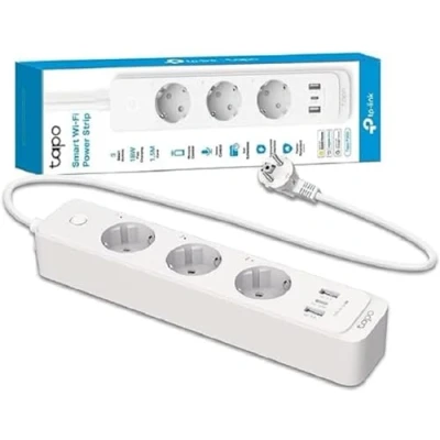 Image de Tapo Multiprise Connectée WiFi, 3 prises indépendantes et ports USB charge rapide (1 Type C+2 A), 10A F, compatible avec HomeKit, Alexa Google Home, Contrôler l&#039;aquarium, P300