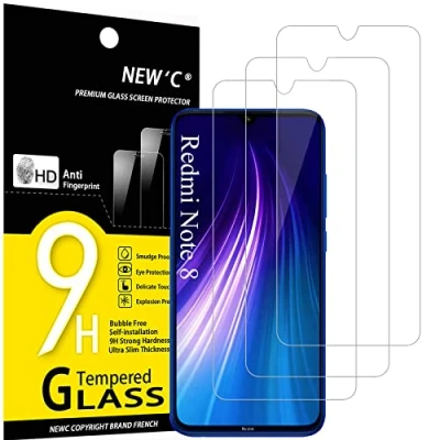 Afbeelding van NEW&#039;C 3 stuks gehard glas voor Xiaomi Redmi Note 8, 8 2021, Mi 9 Lite, displaybeschermfolie krasbestendig zonder luchtbellen extreem robuust (0,33 mm HD ultra transparant) hardheid 9H