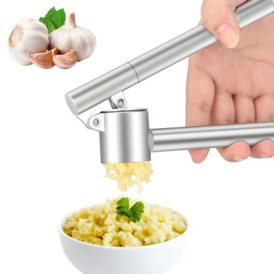 Afbeelding van Apritsce Knoflookpers van roestvrij staal, knoflookpers, vaatwasmachinebestendig, praktisch keukengerei, extra robuust en stabiel