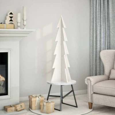 Afbeelding van vidaXL Kerstdecoratie kerstboom 112 cm massief grenenhout wit