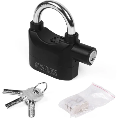 Afbeelding van Stahlex Alarm Hangslot 65 mm Ingebouwde Sirene &amp; Trilgevoelige Sensor voor Top Beveiliging