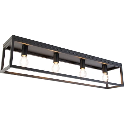 Afbeelding van QAZQA Smart plafondlamp zwart 99,5 cm incl. 4 Wifi A60 Cage