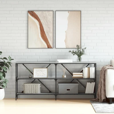 Afbeelding van Wandtafel 160x30x75 cm bewerkt hout en ijzer grijs sonoma eiken