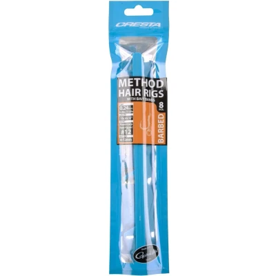 Afbeelding van Cresta Method Hair Rig Bait Band Barbed (8 pcs) Maat : 10cm haak 14 0.22mm
