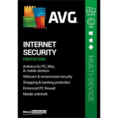 Image de AVG Internet Security 2021, 3 Devices 1 Year, AntiVirus+Firewall+Protection+Privacy, [PC/Mac/Android] [Licence]