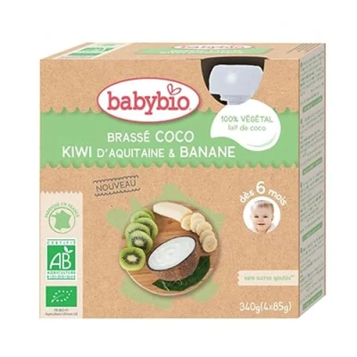 Afbeelding van Babybio Vegan Coconut Kiwi Banana 6 Maanden en + Biologisch 4 x 85 g Flesjes