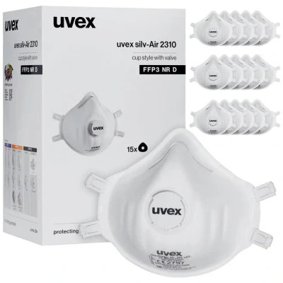 Afbeelding van uvex silv Air classic 2310 8762310 Fijnstofmasker met ventiel FFP3 D 15 stuk(s) EN 149:2001 + A1:2009 DIN