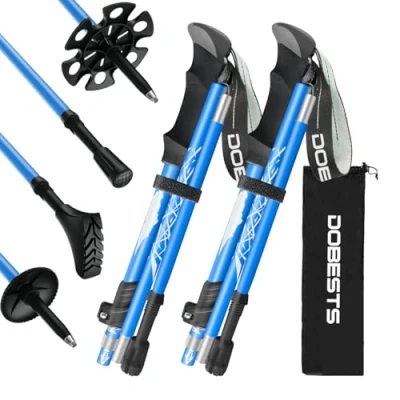 Afbeelding van DOBESTS Wandelstokken, aluminium en carbon, met extra rubberen buffer draagtas, opvouwbare lichte Nordic Walking stokken voor dames heren, 110 cm 130