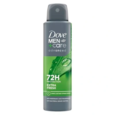 Afbeelding van Dove Men + Care Extra Fresh Spray Advanced Deodorant voor mannen, met 1/4 vochtinbrengende crème, hydraterende en delicate formule op de huid, tot 72 uur bescherming, 6 stuks