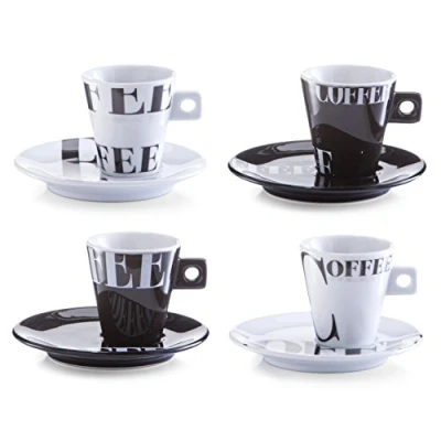 Afbeelding van Zeller Present 26540 Coffee Style espressoset, 4 kopjes + schoteltjes van porselein