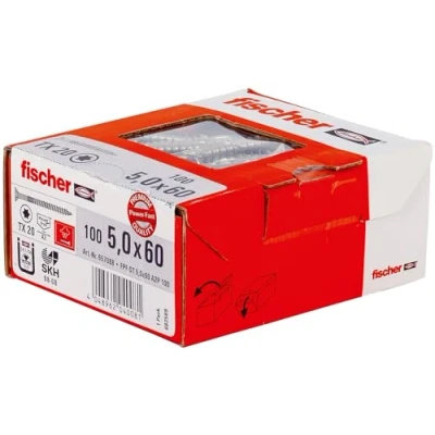 Afbeelding van Fischer 657088 Spaanplaatschroeven 5 mm 60 Binnen T, Interne vertanding, TX, Torx, T profiel RVS V2A Corrosiebestendig 100 stuk(s)