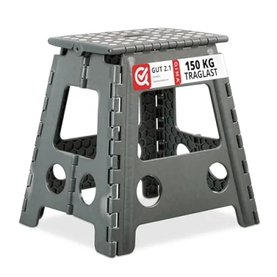 Afbeelding van opstapje inklapbaar 39 x 32 cm 150 kg camping lichtgrijs