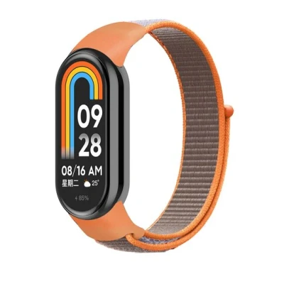 Afbeelding van Sport loop nylon bandje Oranje met grijs Xiaomi Smart band 8