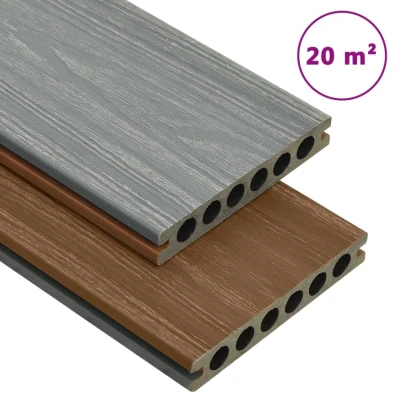 Afbeelding van Terrasplanken met accessoires 20 m² 2,2 m HKC bruin en grijs