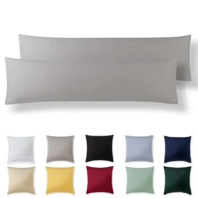 Afbeelding van Alreya Lot de 2 taies d’oreiller 40 x 145 cm, 100 % jersey coton, super doux, avec fermeture éclair, gris clair