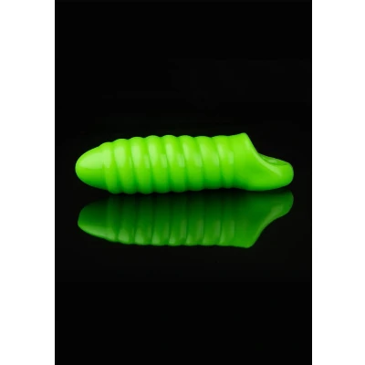 Afbeelding van Swirl Thick Stretchy Penis Sleeve GitD Neon Green