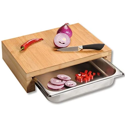 Afbeelding van Kesper Snijplank met opvangbak, materiaal: bamboe, afmetingen (b x d h): 37,5 27,5 9,5 cm, kleur: bruin 58354 13