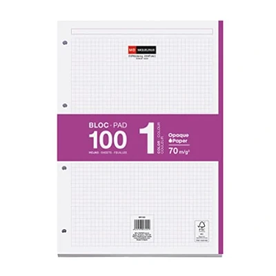 Afbeelding van Miquelrius Navulverpakking voor A4 vellen, 100 5 mm raster, 4 gaten, fuchsia