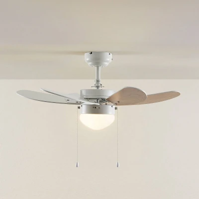 Afbeelding van Lindby Plafondventilatoren met verlichting 1licht Staal, MDF, glas H: 36.5 cm E14 wit, beuken