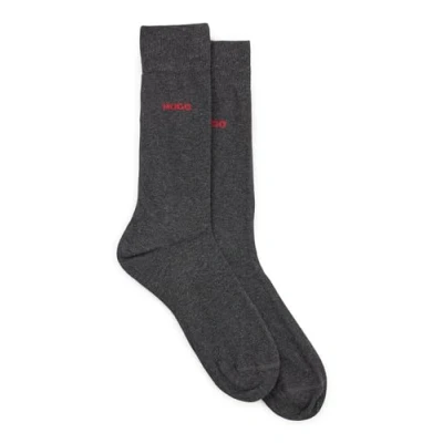 Image de HUGO Lot de 2 paires chaussettes moyennes en tissu stretch pour homme, Nouveau Charcoal12, 43 46 EU