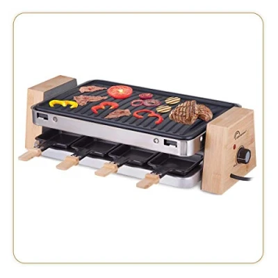 Afbeelding van Little Balance 8388 Raclette &amp; gourmetset 8 pers 1500 Watt PFAS vrij regelbare thermostaat rvs/hout