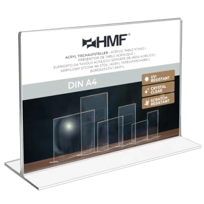 Afbeelding van HMF 46925 Tafelstandaard van acryl, dubbele aankondiging, DIN A4, liggend formaat, transparant