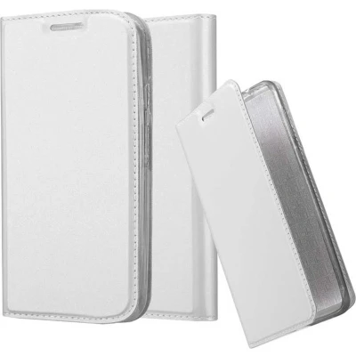 Afbeelding van Cadorabo Hoesje geschikt voor Motorola MOTO G2 in CLASSY ZILVER Beschermhoes met magnetische sluiting, standfunctie en kaartvakje Book Case Cover Etui