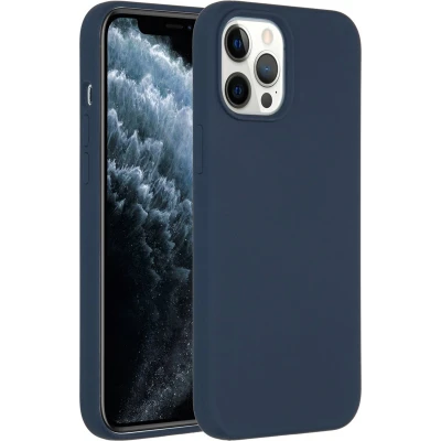 Afbeelding van Accezz Hoesje Geschikt voor iPhone 12 Pro Max Siliconen Liquid Silicone Backcover Donkerblauw