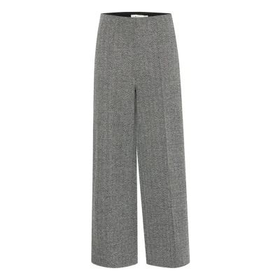 Afbeelding van ICHI Ihkate Jacquard Broek, Dames, Maat: XS, Black white herringbone