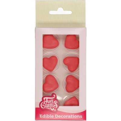Afbeelding van FunCakes Suikerdecoratie Hart Rood 8 Stuks Eetbare Taartdecoratie