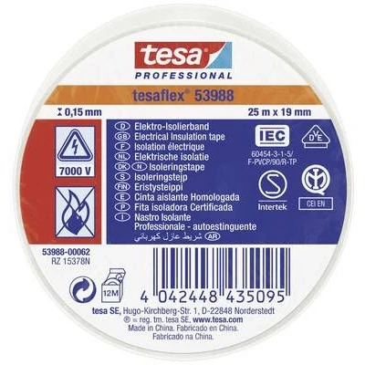 Afbeelding van Tesa elektrische isolatietape 19mm x 25m wit