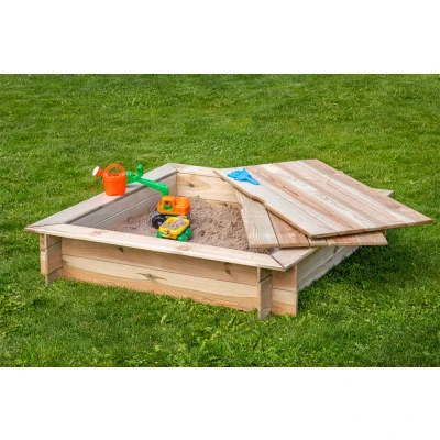 Afbeelding van Zandbak Vierkant met deksel L120xB120xH24cm